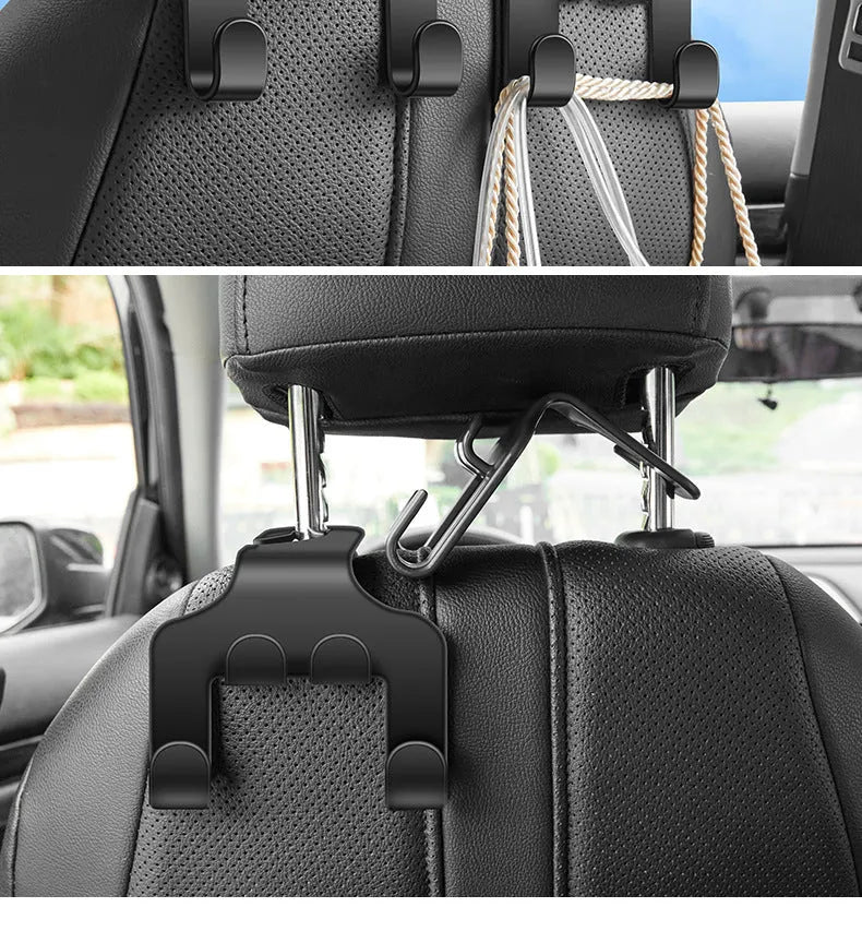 Car multifunction mobile phone holder hook in ABS plastic, 2-piece set for dashboard mounting