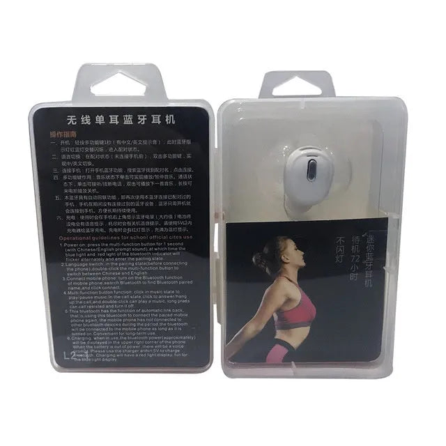 X9 single ear Bluetooth headset in black or white with earplug-style design