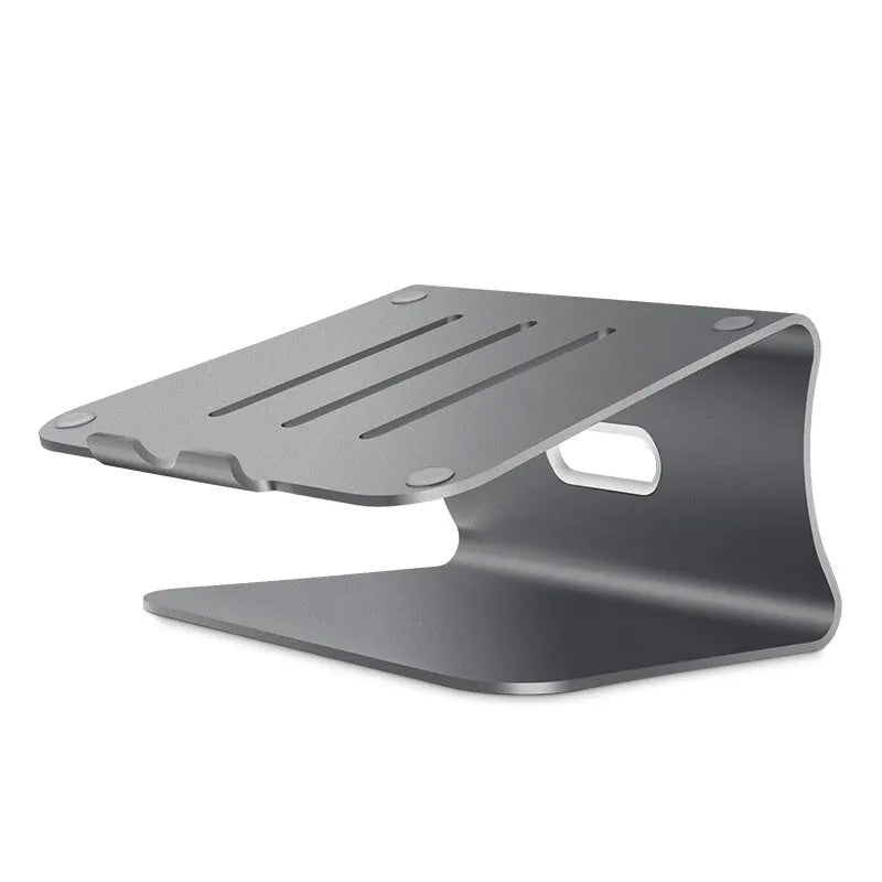 Aluminium alloy rotary cooling bracket for notebooks in silver or grey.