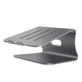 Aluminium alloy rotary cooling bracket for notebooks in silver or grey.