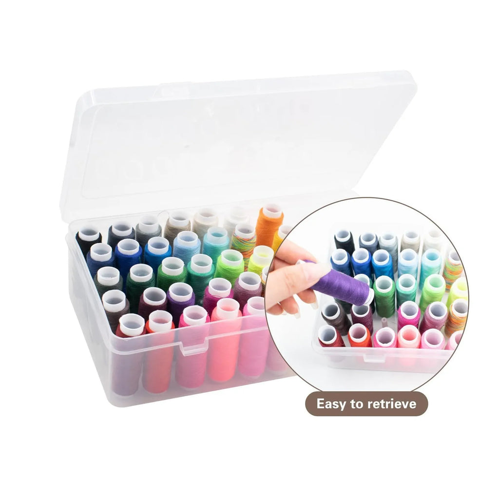 Blue 42-compartment PP plastic embroidery thread and sewing tool storage box.