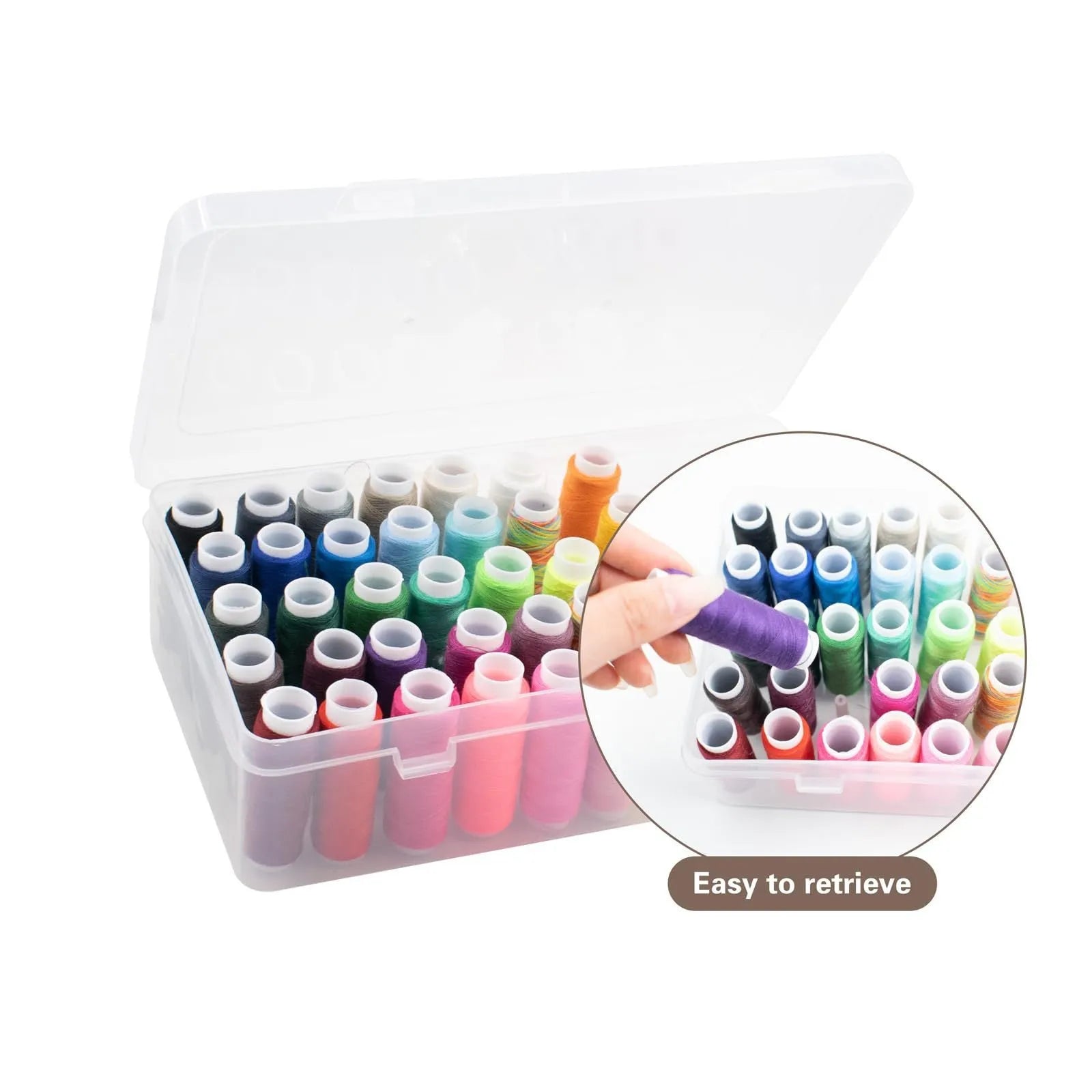 Blue 42-compartment PP plastic embroidery thread and sewing tool storage box.