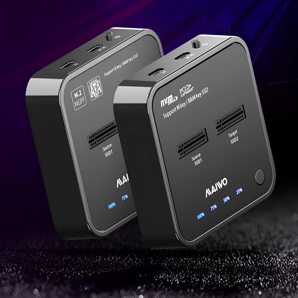 MAIWO K3016 M.2 solid state hard disk docking station with USB C cables and power adapter
