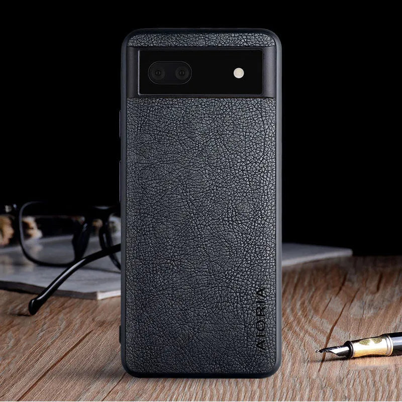 Google Pixel 6 series phone case in PU leather with business classic lychee skin texture