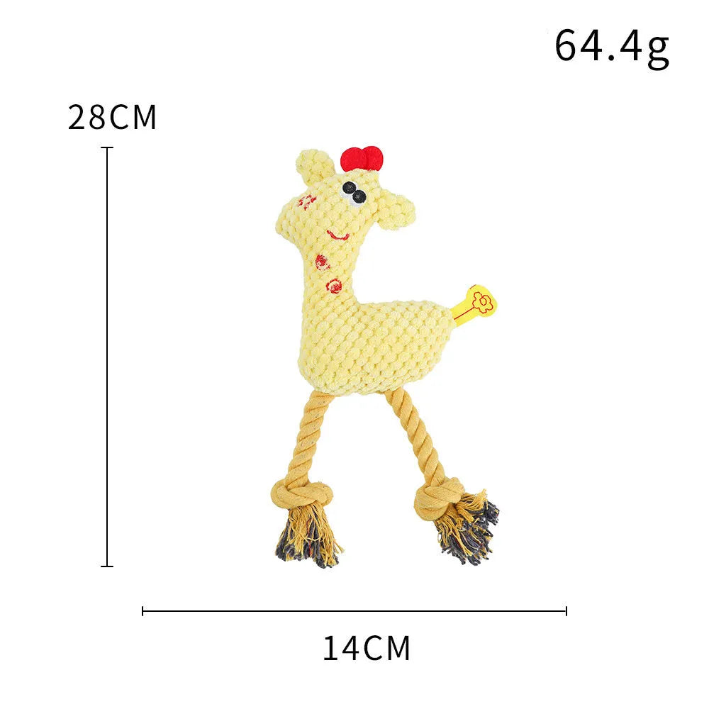 Deer-shaped plush dog toy with corn grain texture in blue colour with squeaker sound