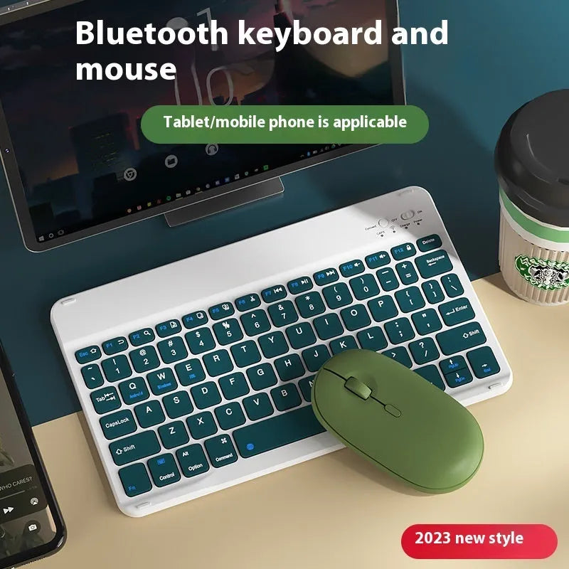 Girls Bluetooth keyboard in Lavender colour on a desk next to a tablet