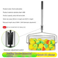 Stainless steel tennis ball roller picker with adjustable head on tennis court