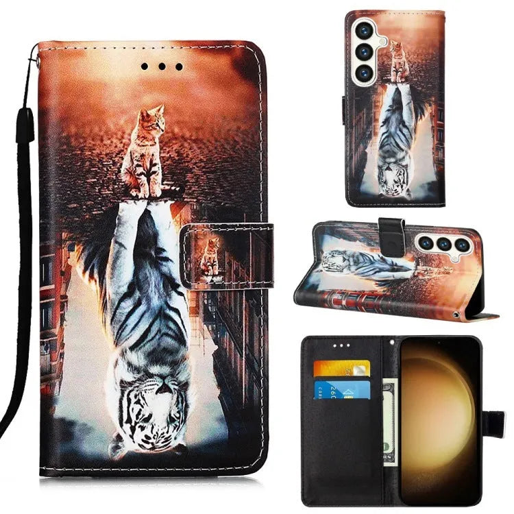 Handmade imitation leather phone case for Samsung with bracket, shockproof, underwater mandala colour