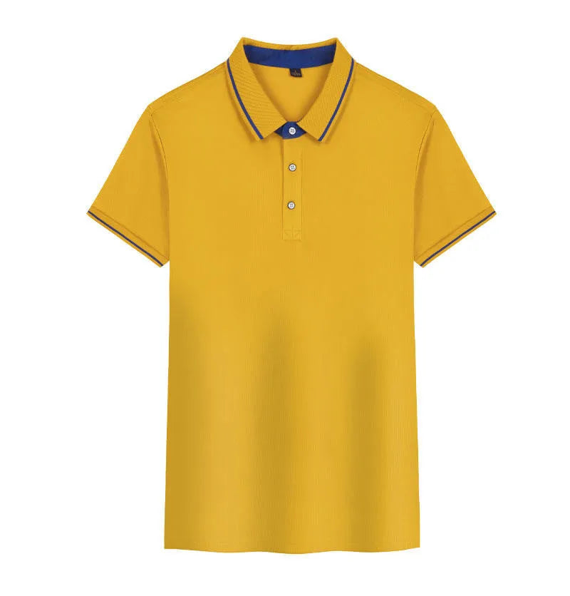 Man's short-sleeve polo shirt in a solid colour with a loose fit and asymmetric detail.