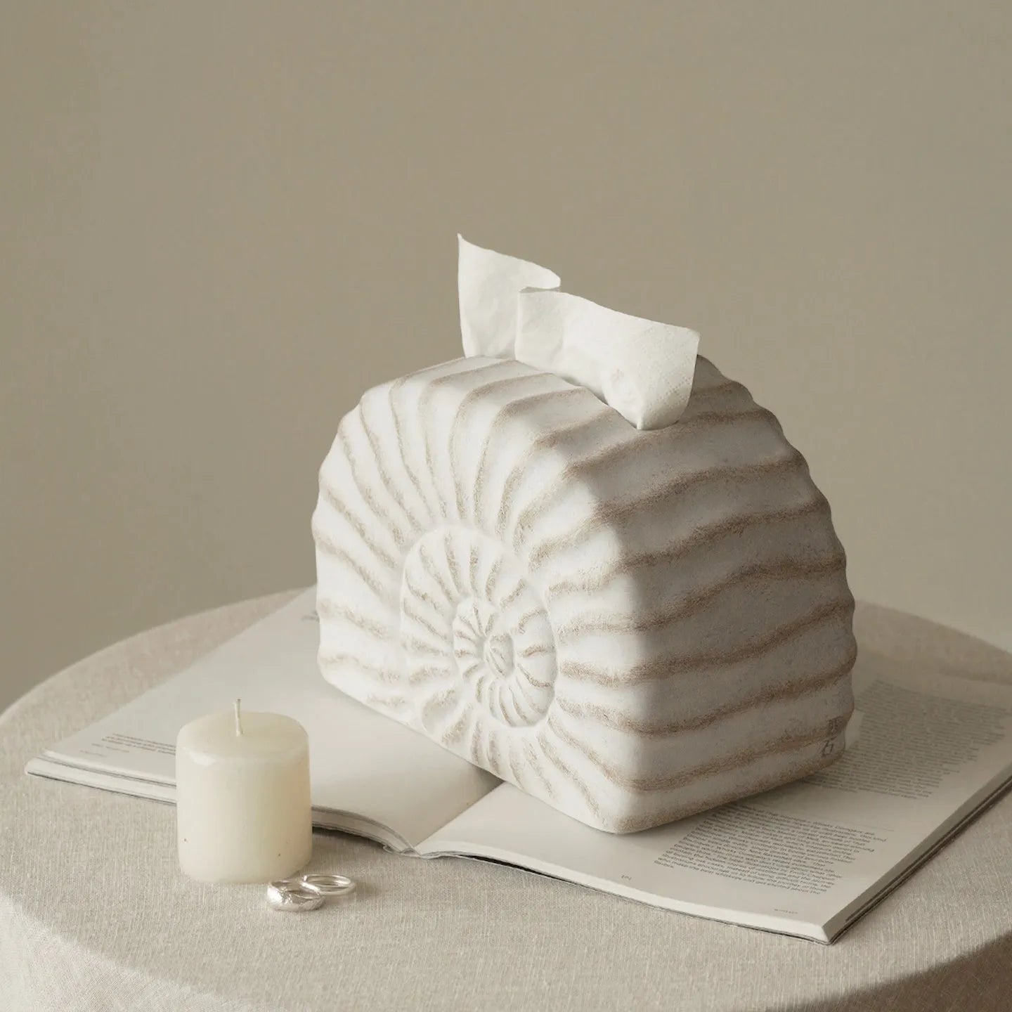 Resin conch ramble tissue box decorative cover for plastic tissue boxes
