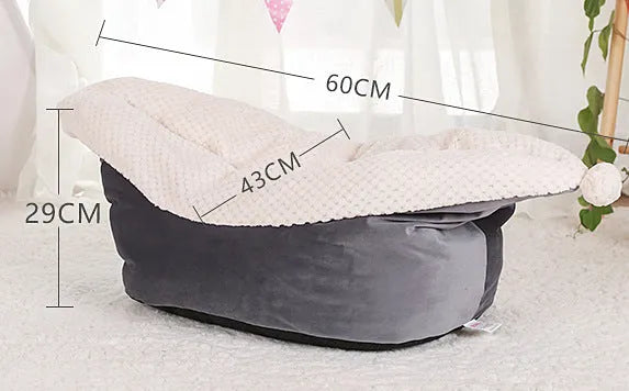 Boat nest cloth cat bed for small and medium pets in peacock blue, gray, or gray pink