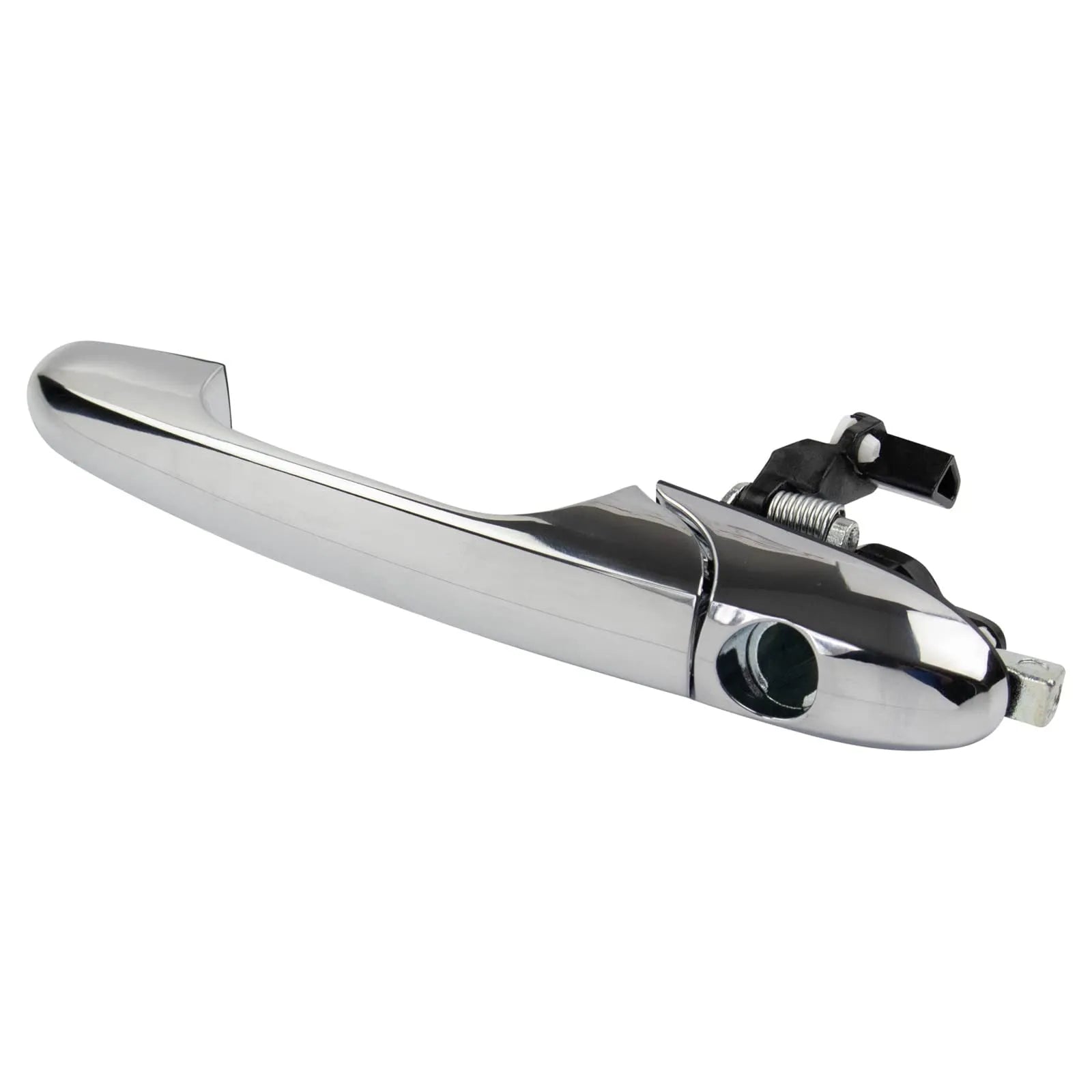Black plastic Fiat 500 car door handle replacement part showing 16.2cm length