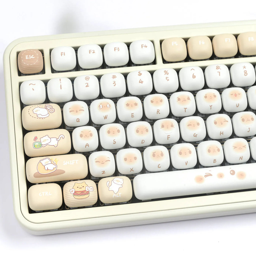 Steamed Bread mechanical keyboard PBT key cap set in multi-colour march past design with 1.5m cable.