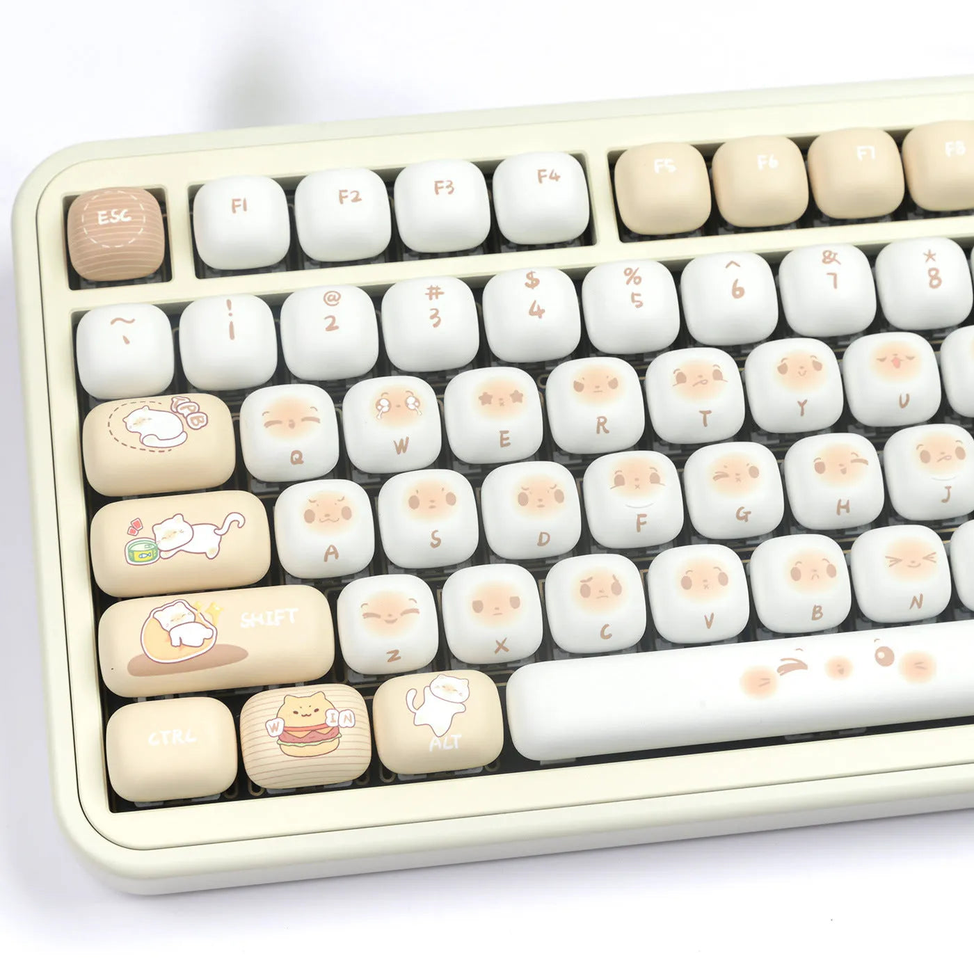Steamed Bread mechanical keyboard PBT key cap set in multi-colour march past design with 1.5m cable.