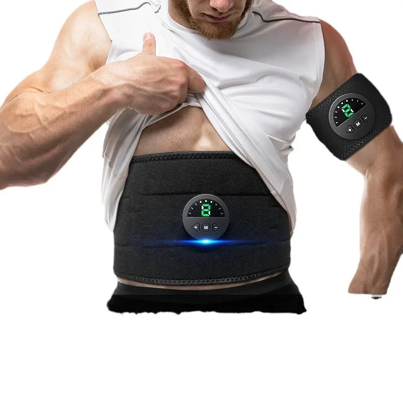 Slimming fitness belt with digital display for waist and abdomen workouts.
