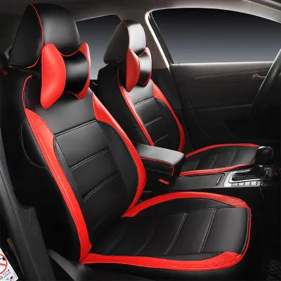 Cow leather car seat cover in beige and black colour options with all-season design