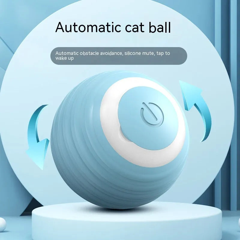 Automatic moving bouncing rolling ball cat toy in blue colour with charging cable