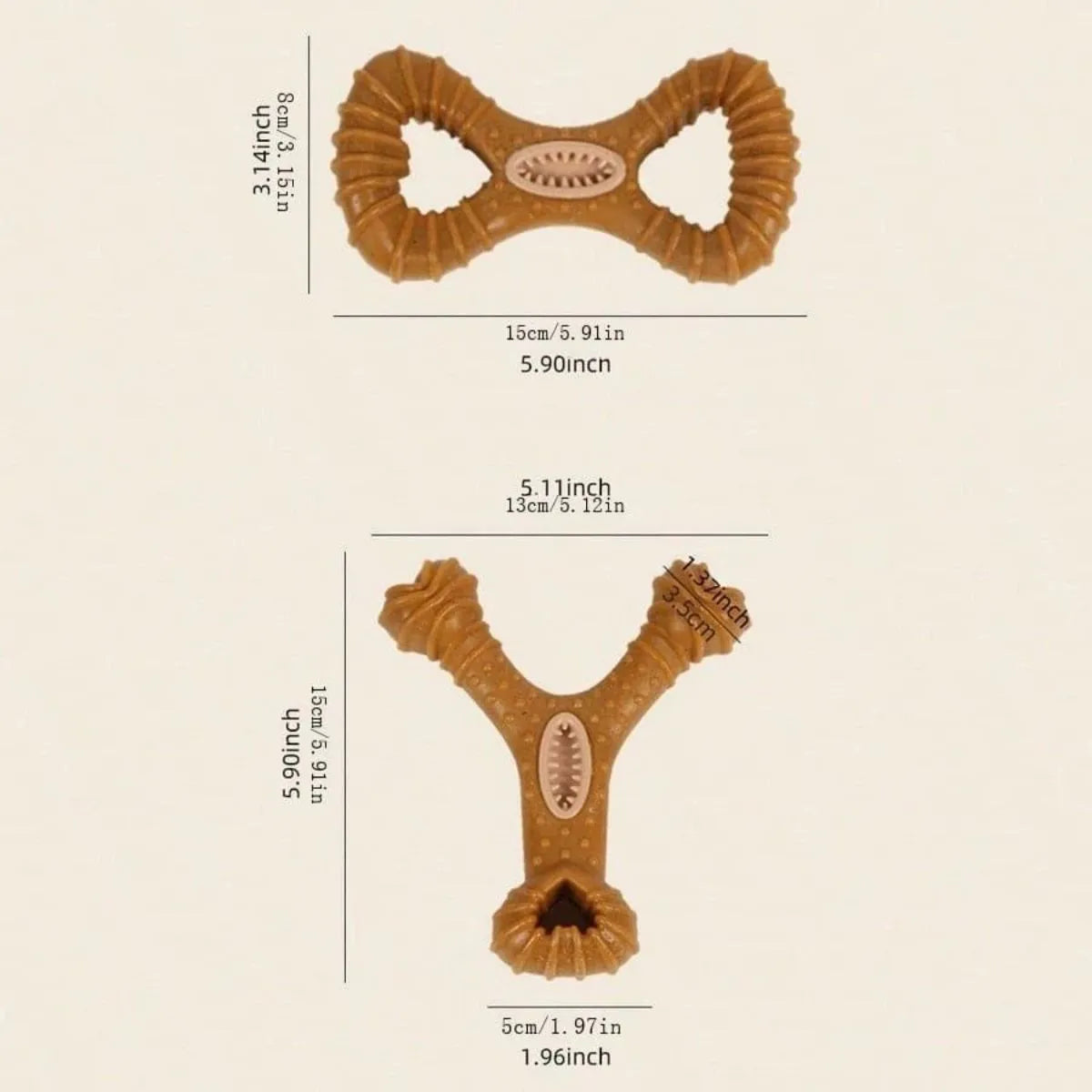 Dog chew toy bone with textured surface for teeth cleaning in 8-shape and Y-shape designs