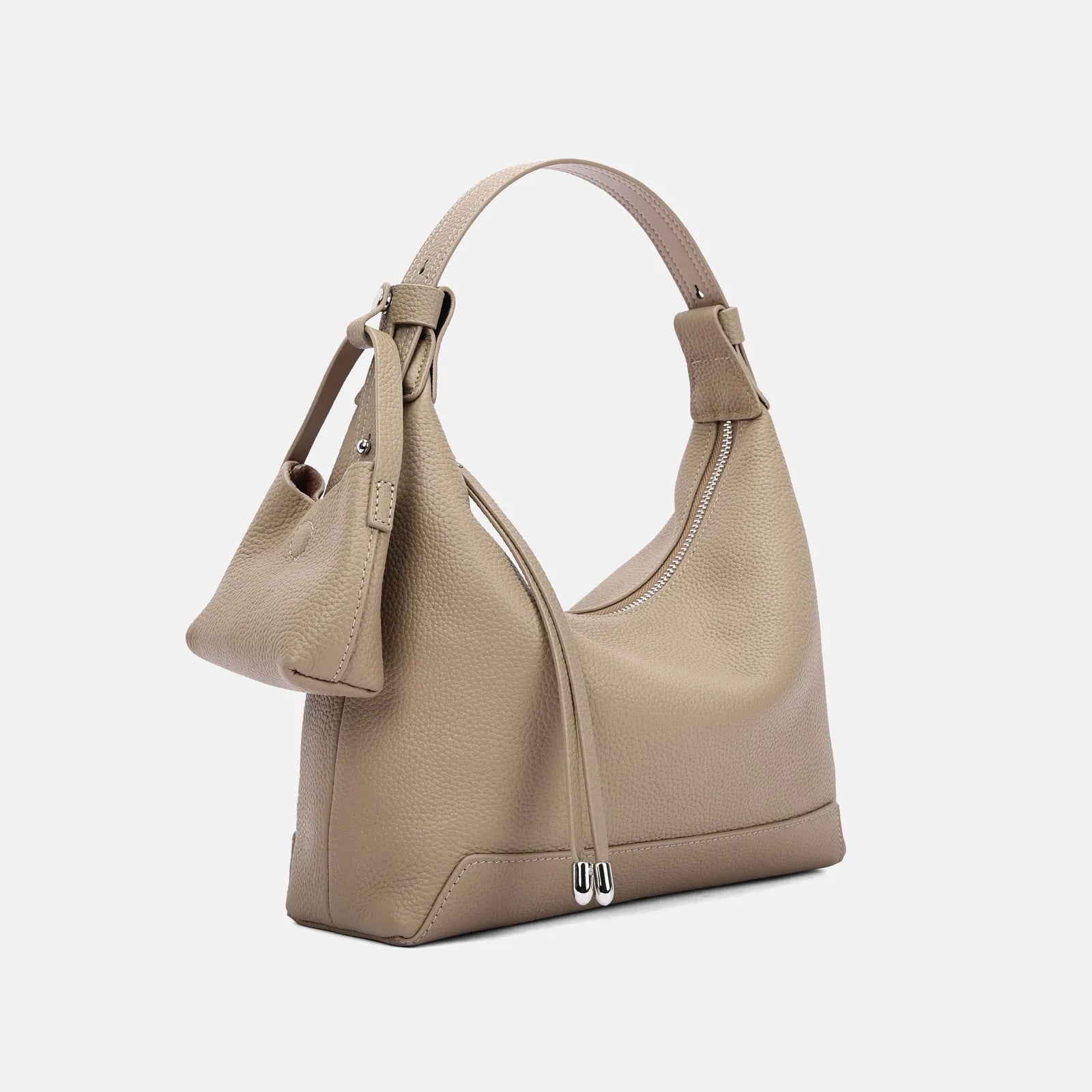 Genuine cowhide leather ladies shoulder bag in urban simplicity style with sewing thread detail