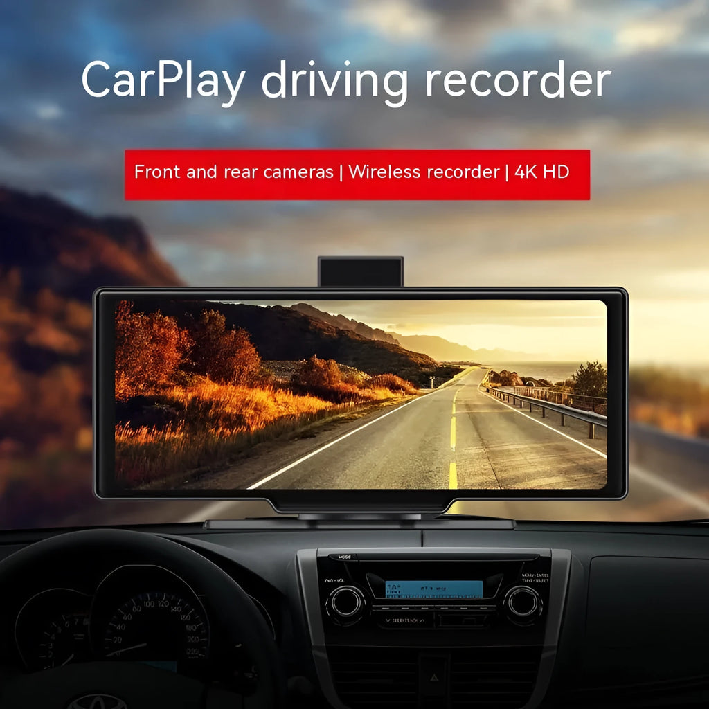 1026-inch wireless CarPlay car multimedia player with capacitive touch screen in black finish