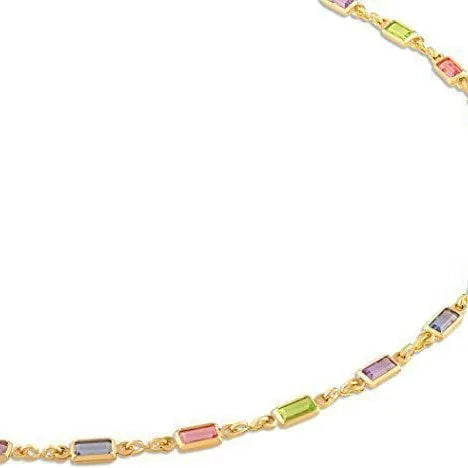 Ladies geometric crystal necklace with alloy chain and glass detailing in random colour