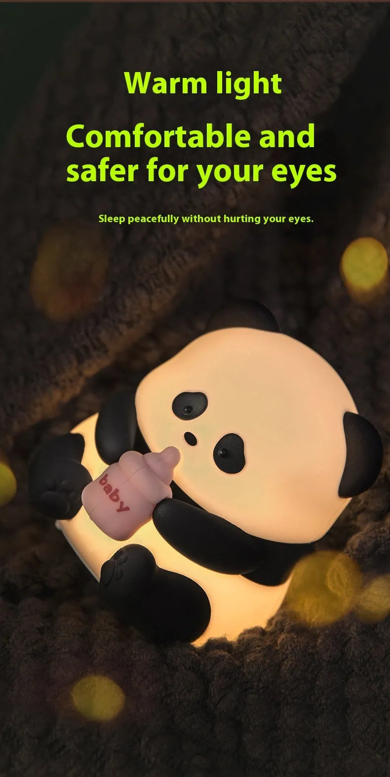 Flower Panda colourful silicone pat lamp night light with cartoon design