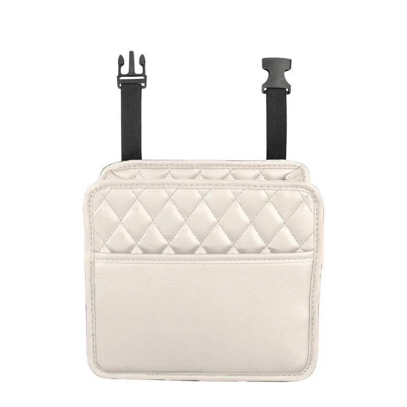 Leather car hanging storage organiser in black pink green white colour options measuring 25x25x8cm