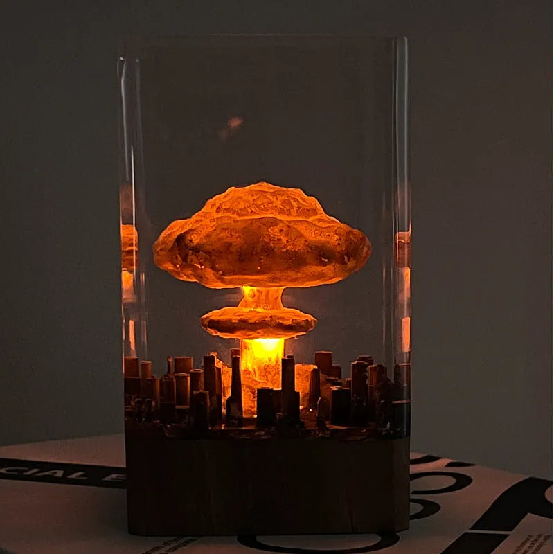 Small atomic mushroom cloud resin night lamp decoration in modern minimalist style
