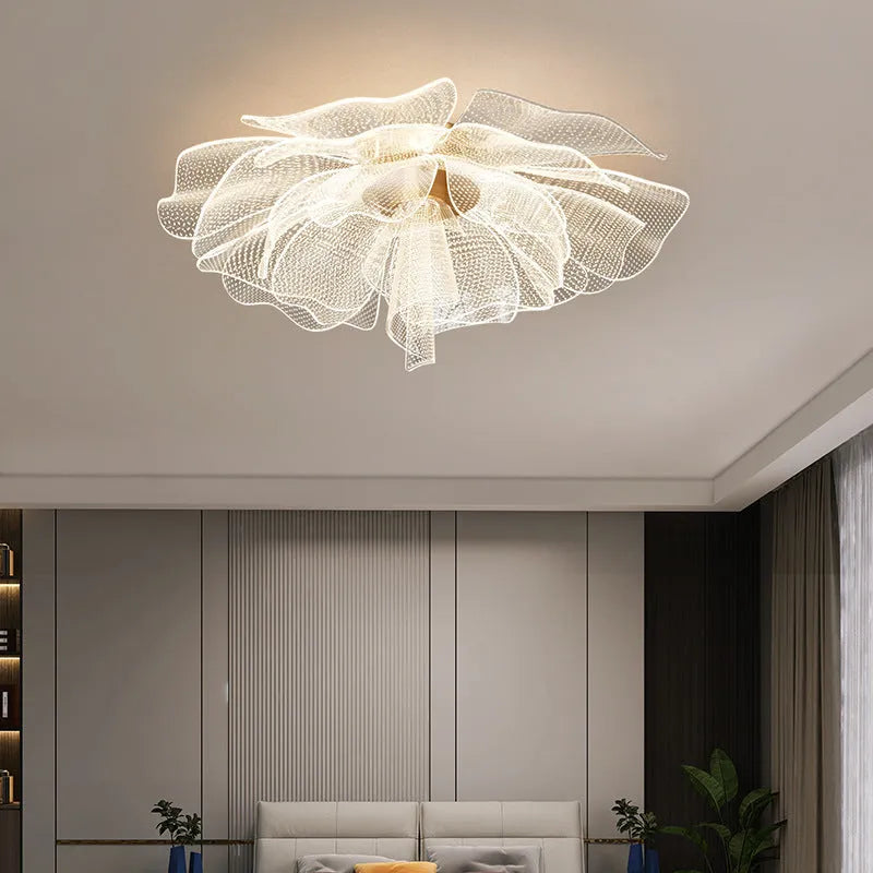55cm flower acrylic ceiling light with white lampshade and iron frame for bedroom