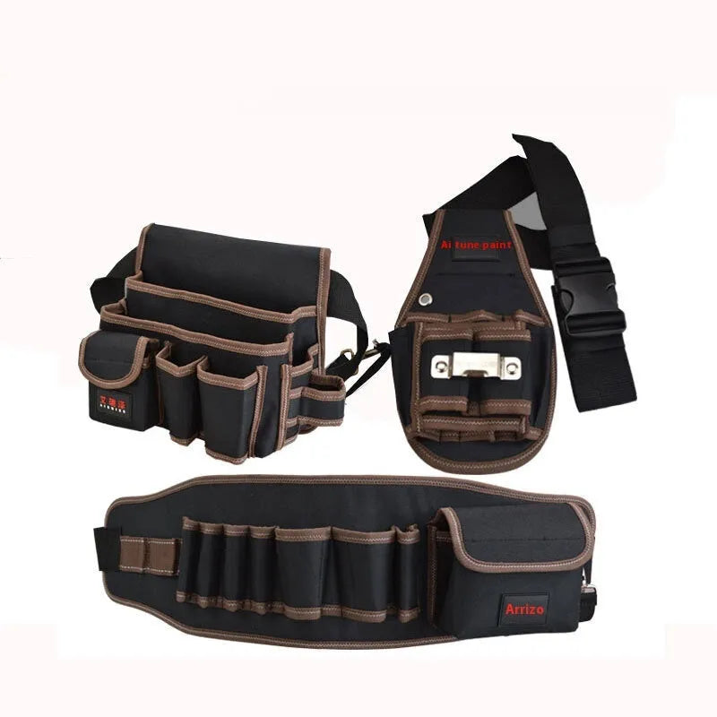 Multifunctional Oxford cloth tool waist bag with zipper closure for hardware and electrical tools