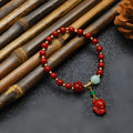 Handmade cinnabar bracelet with fox pendant peace buckle auspicious cloud unisex retro