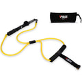 Yellow latex swing tensioner with safety door buckle and carry bag for home fitness training