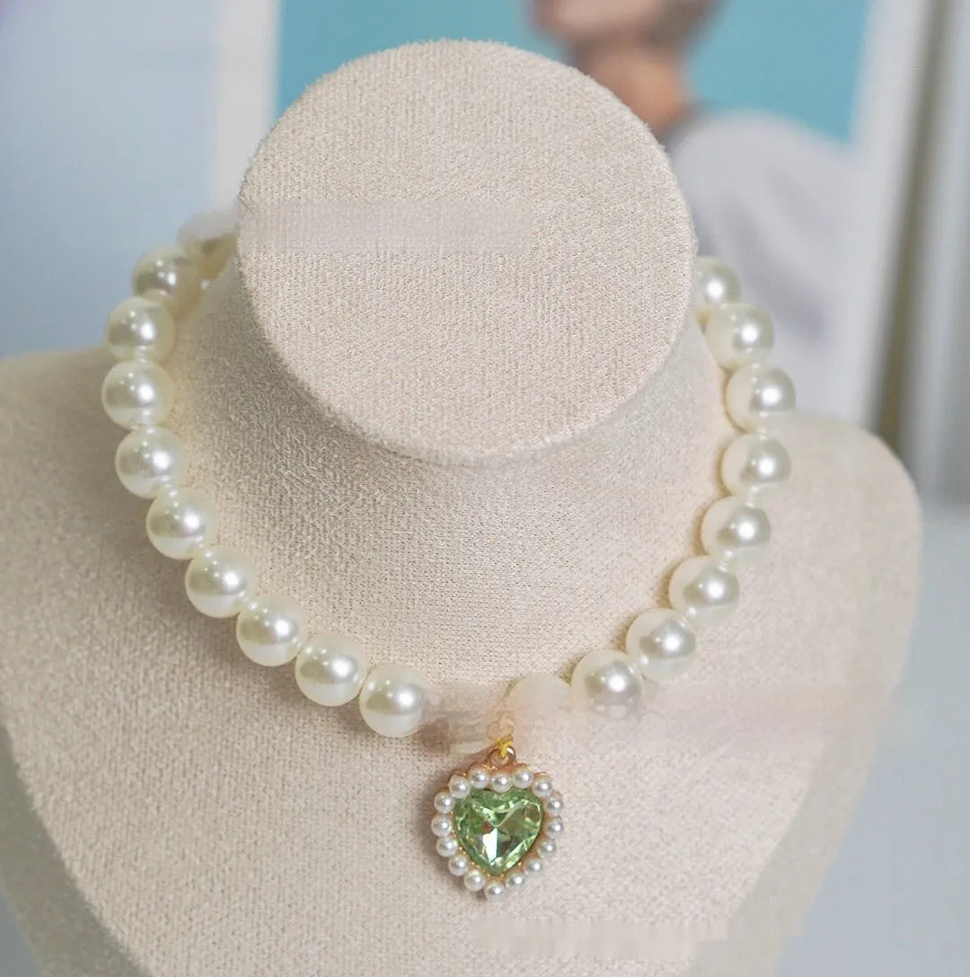 Plastic alloy resin pearl necklace cat collar in multiple colours and sizes