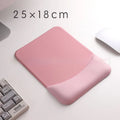 Square cloth wrist rest mouse pad with hand pillow in purple on a desk