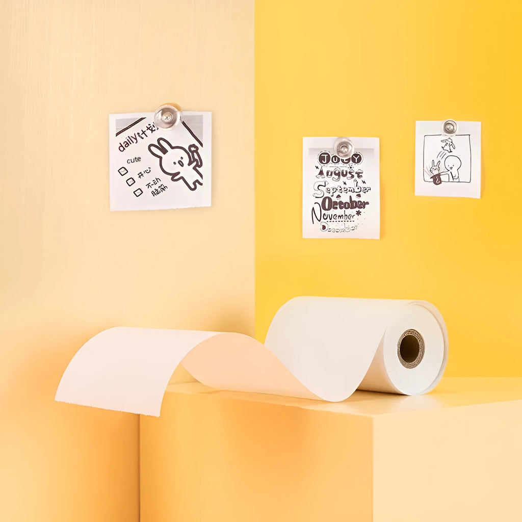 Three rolls of 57mm by 30mm thermal paper for small printers in box packaging