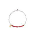 Silver electroplated couple bracelet with geometric round beads on copper, 16 cm length