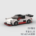 Small particle plastic building blocks model of a cool convertible sports car on a table