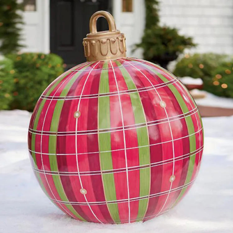 60cm diameter PVC inflatable Christmas ball decoration in various colour patterns