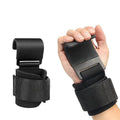 Black fitness wrist brace with hook mechanism for pull-up assistance and horizontal bar training