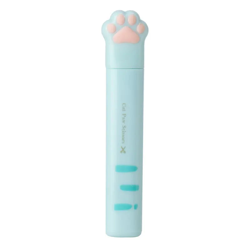 Cat paw mini folding scissors in four colours with stainless steel blades and decorative handles