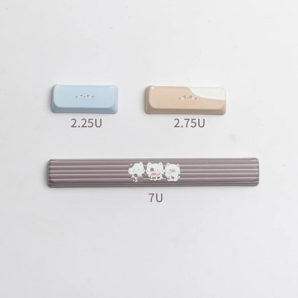 High Sea Salt Cat themed PBT keycap set showing 26 keys and optional 7u space bar supplement