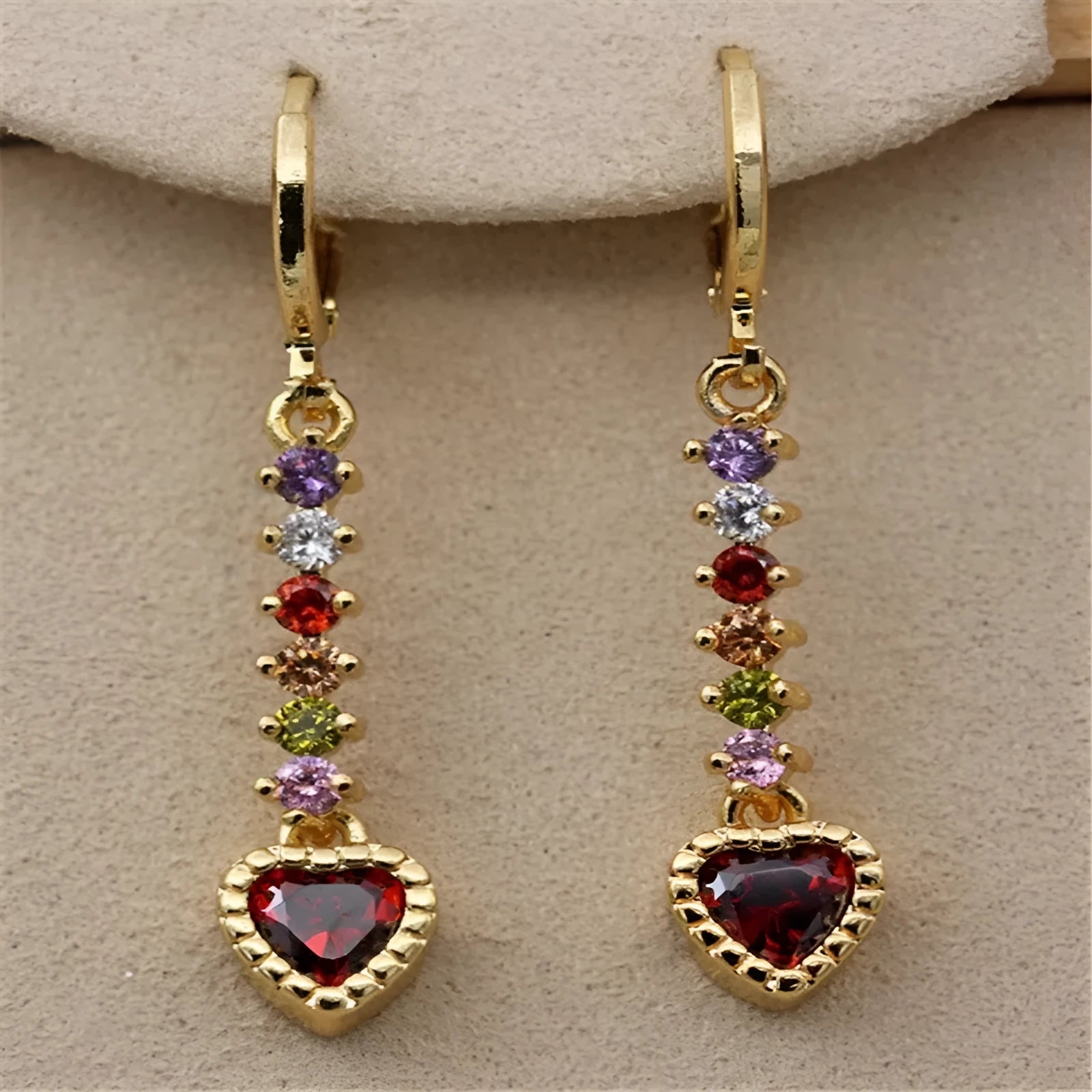 Women's heart-shaped electroplated earrings in gold and silver tone options