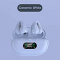 Q80 bone conduction Bluetooth headset with ear clip design in black, white, or khaki colour