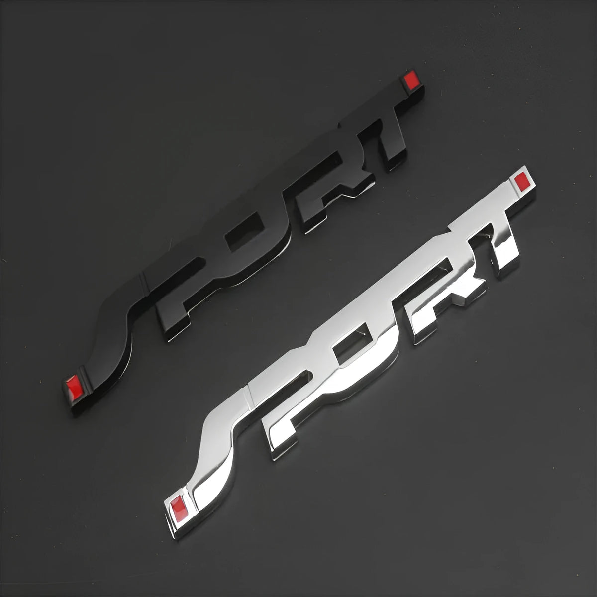 Silver metal car sticker with 3D effect for sports car exterior decoration