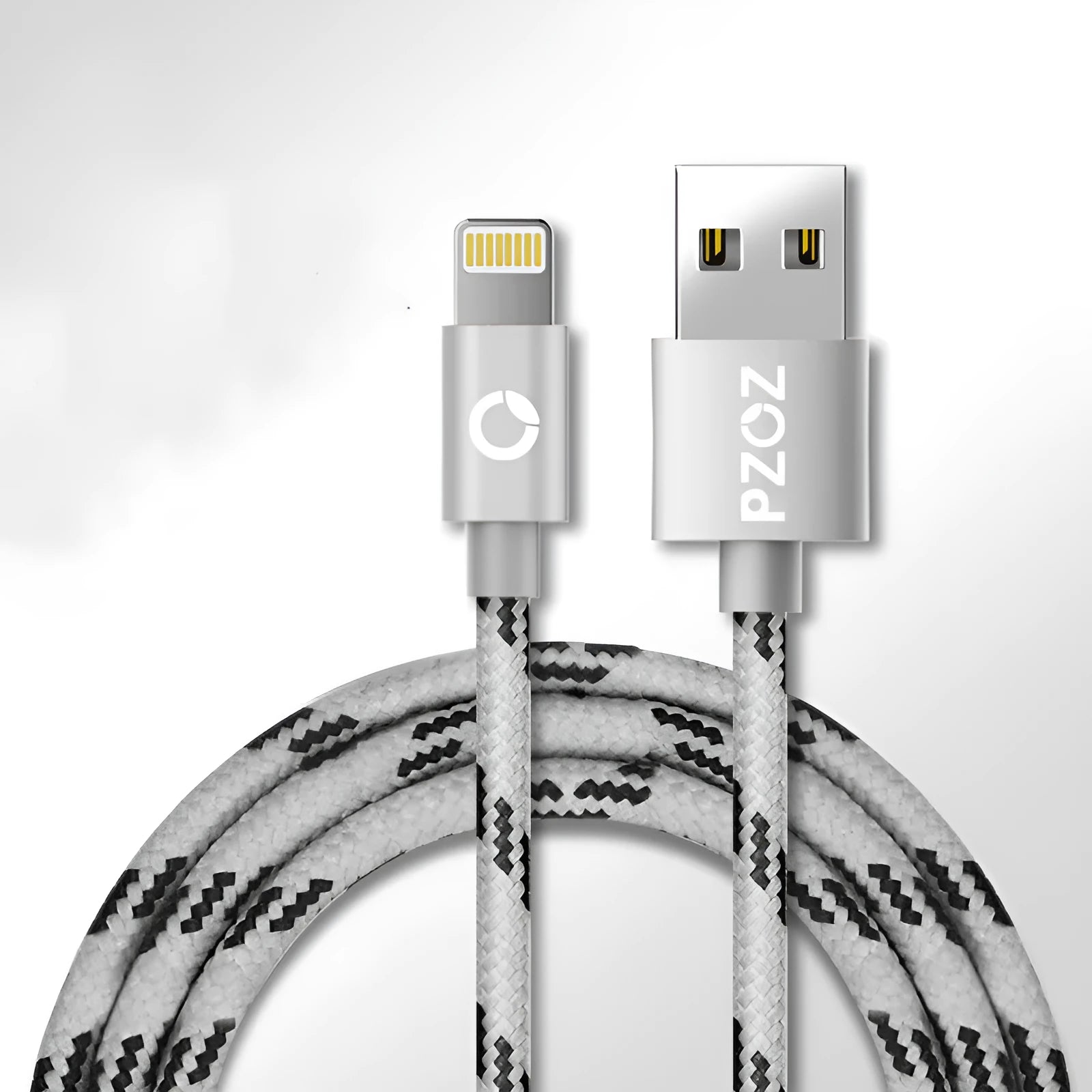 Apple MFI certified Lightning data cable in grey or silver with 1 metre length
