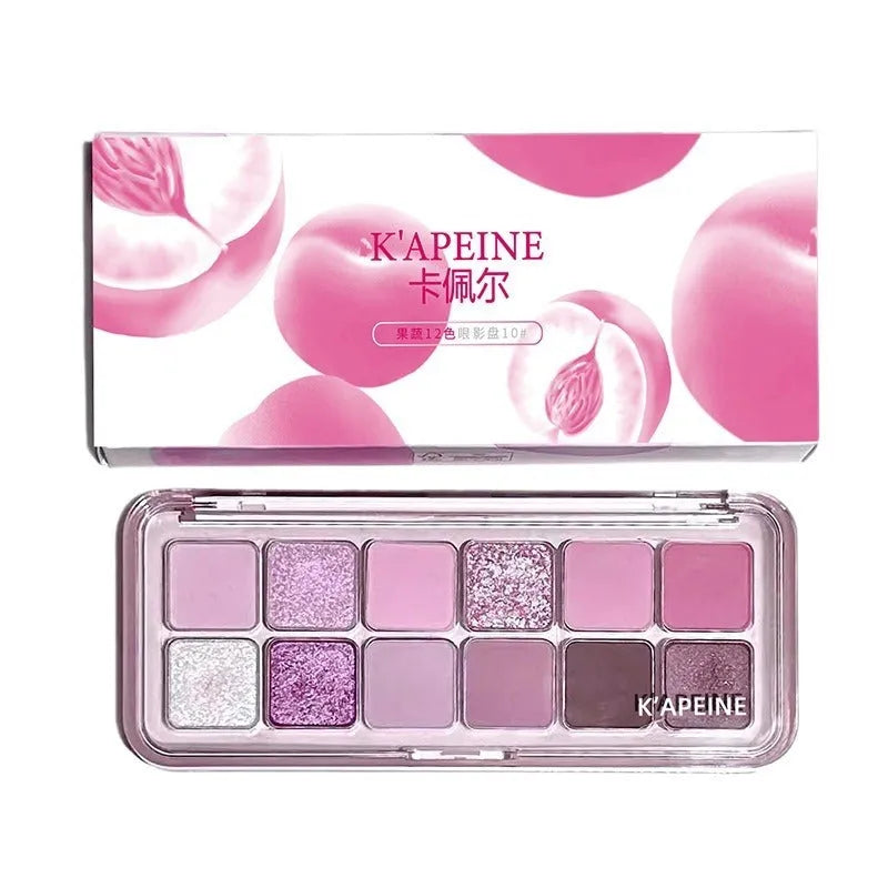 Creative Home 12 colour eye shadow palette showing Peach Apple and Cherry Plum shades