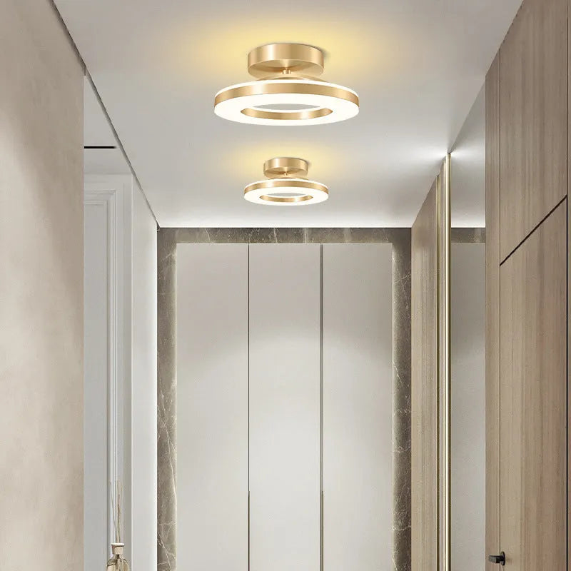 Modern minimalist ring ceiling lamp LED in black finish, 20cm diameter for hallway