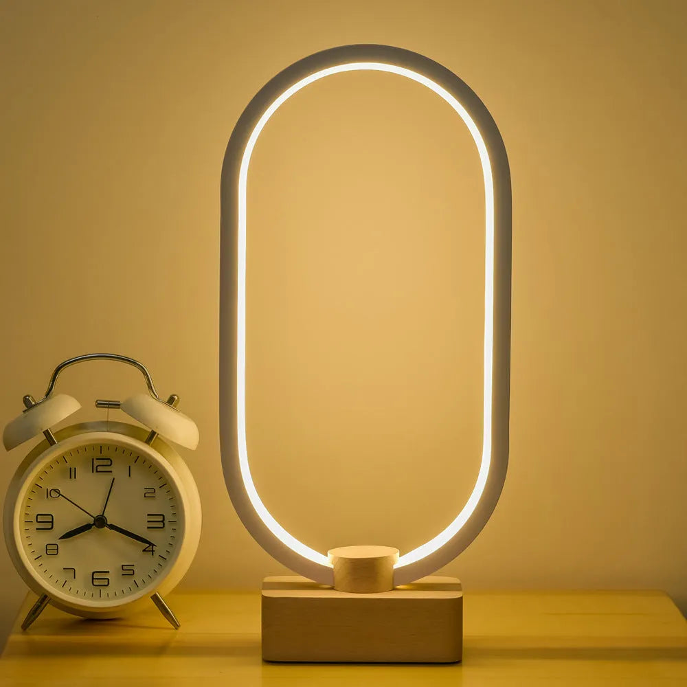 Smart remote control desk lamp with magnetic suspension balance and beech wood holder