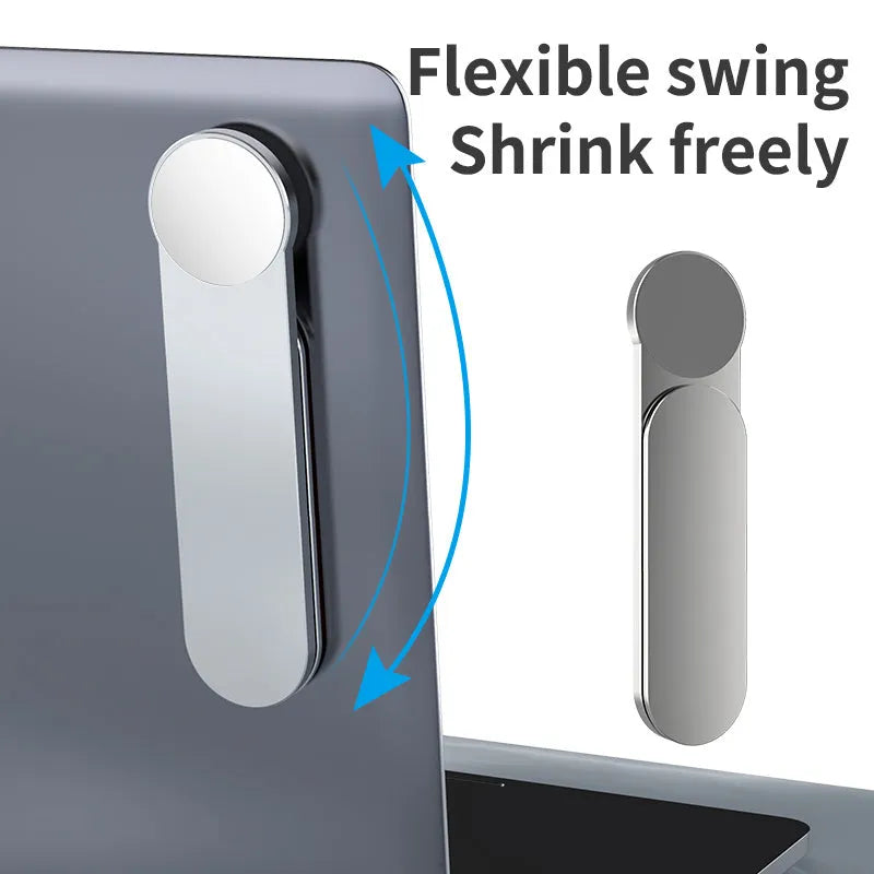Silver aluminium alloy dual screen extension bracket with magnetic phone holder for desktop