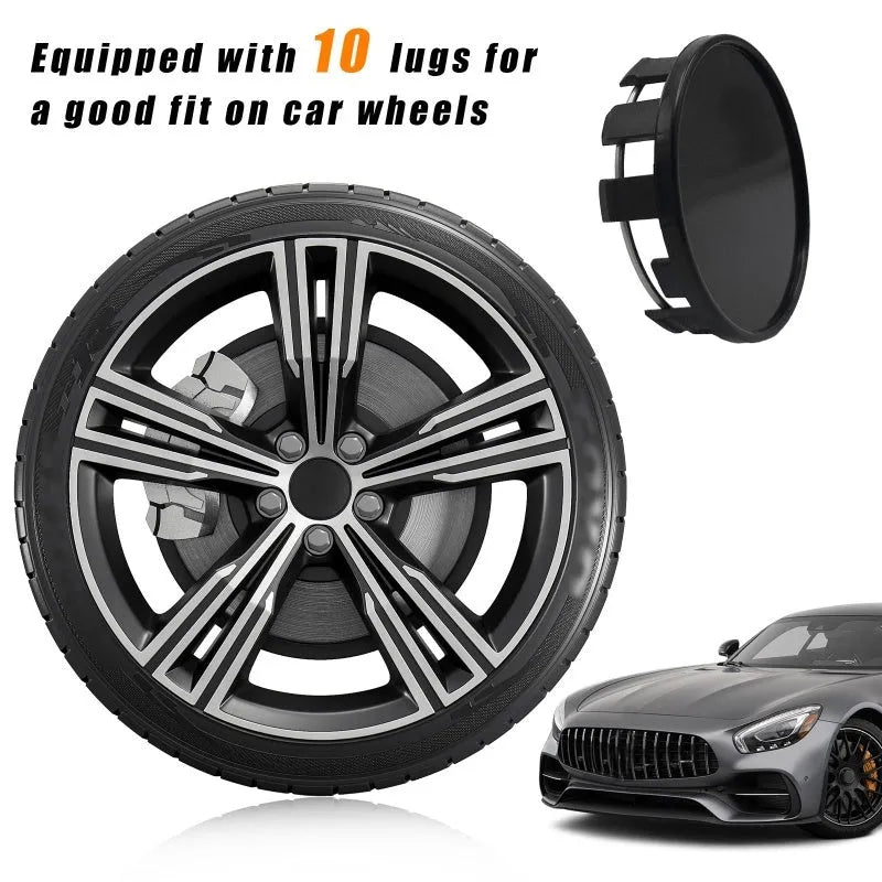 Black and silver 54mm plastic wheel hub cap for Japanese vehicles